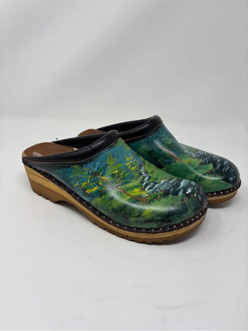 Custom TROENTORPS Sweden CLOG TOFFELFABRIK- Hand Painted By Local Artist